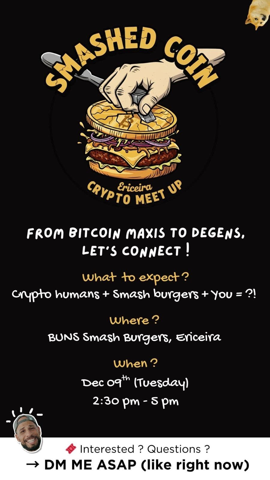 Flyer do evento SMASHED COIN – Crypto Meet Up na BUNS