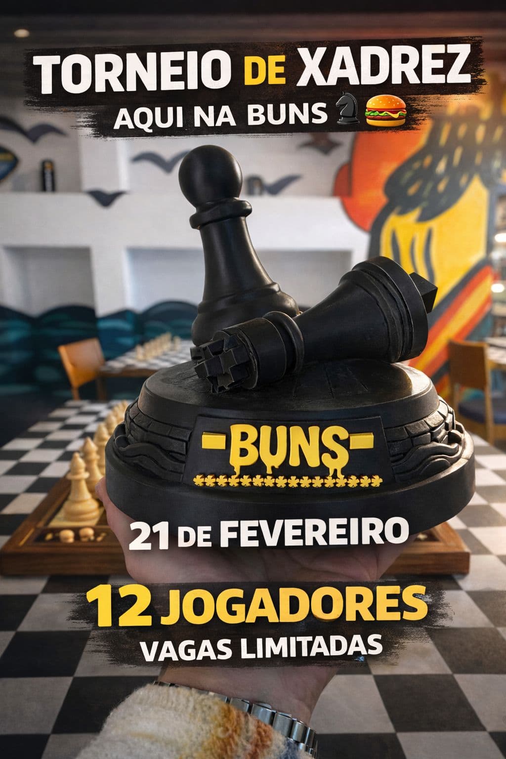 Flyer do evento Torneio de Xadrez – BUNS na BUNS